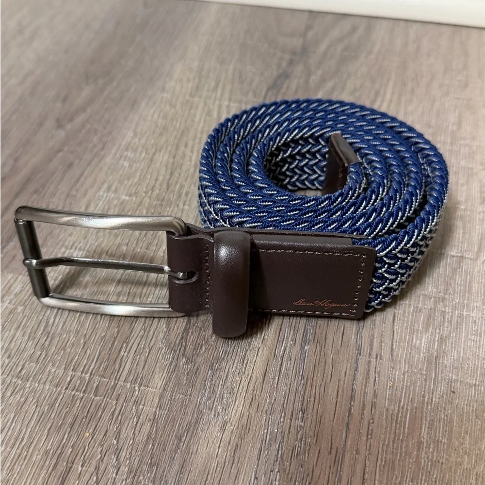Brand New Ben Hogan Size 32 Navy Blue Knit Woven Leather Men's Belt Golf